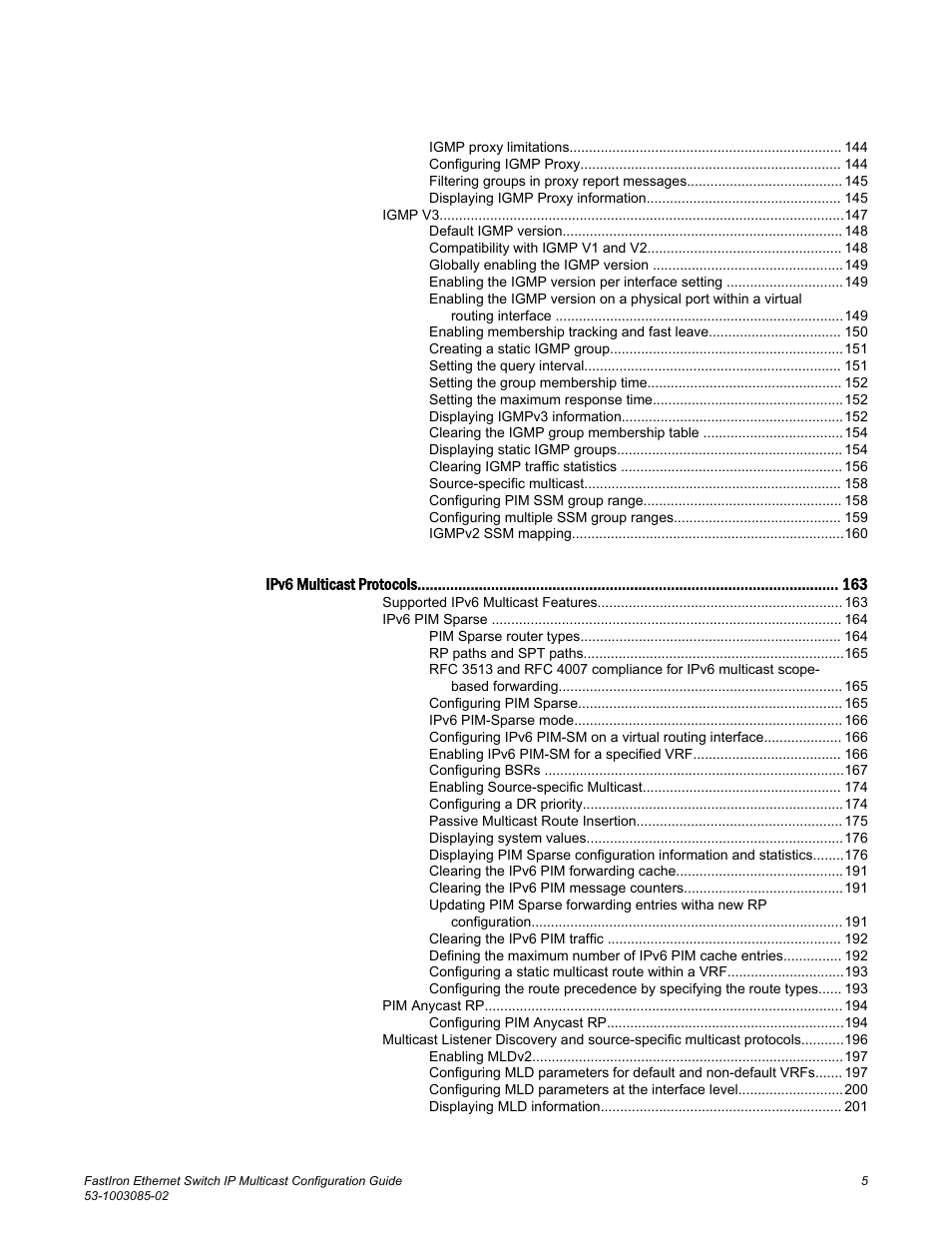 Brocade FastIron Ethernet Switch IP Multicast Configuration Guide User Manual | Page 7 / 230