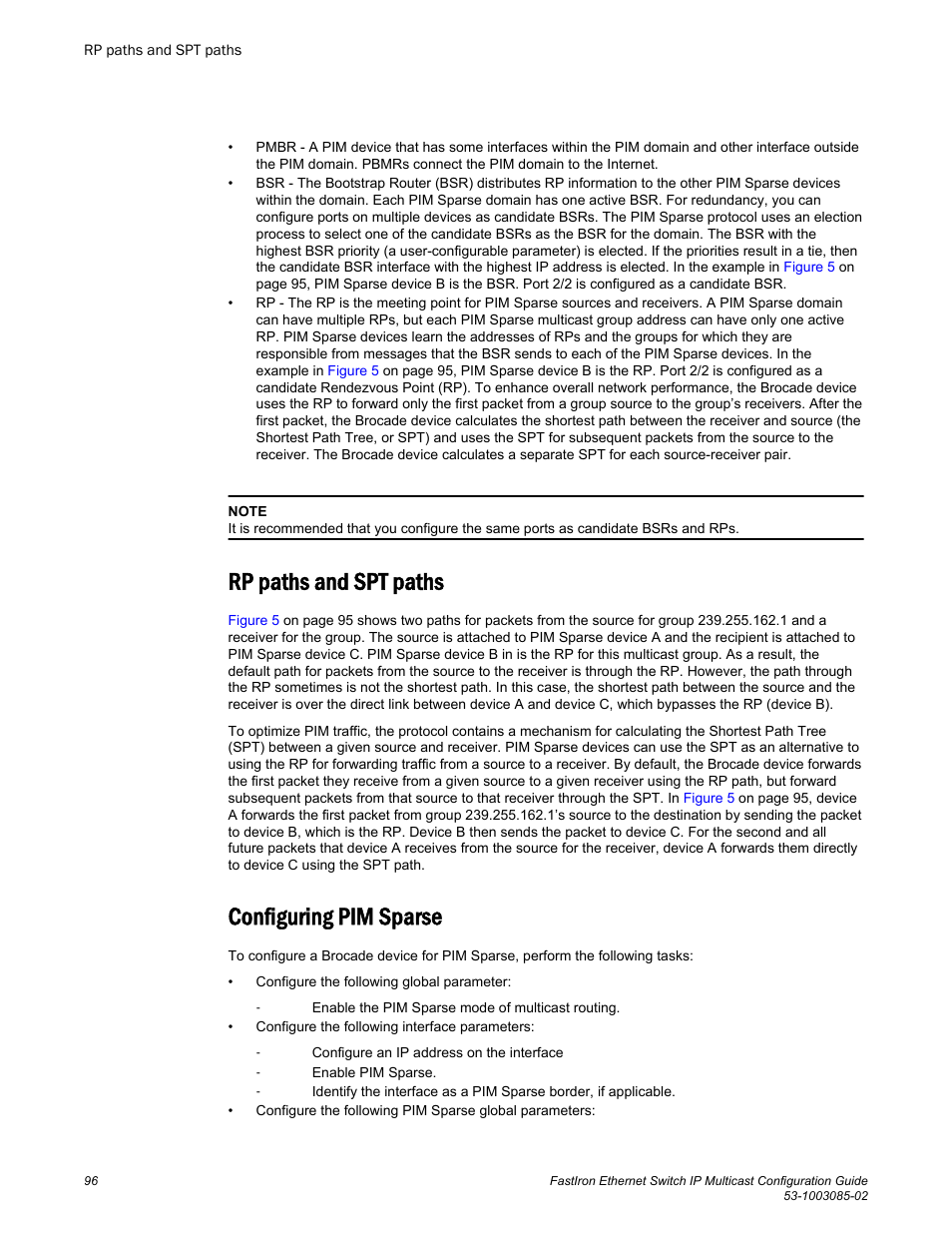 Rp paths and spt paths, Configuring pim sparse, Rp paths and spt paths configuring pim sparse | Brocade FastIron Ethernet Switch IP Multicast Configuration Guide User Manual | Page 98 / 230