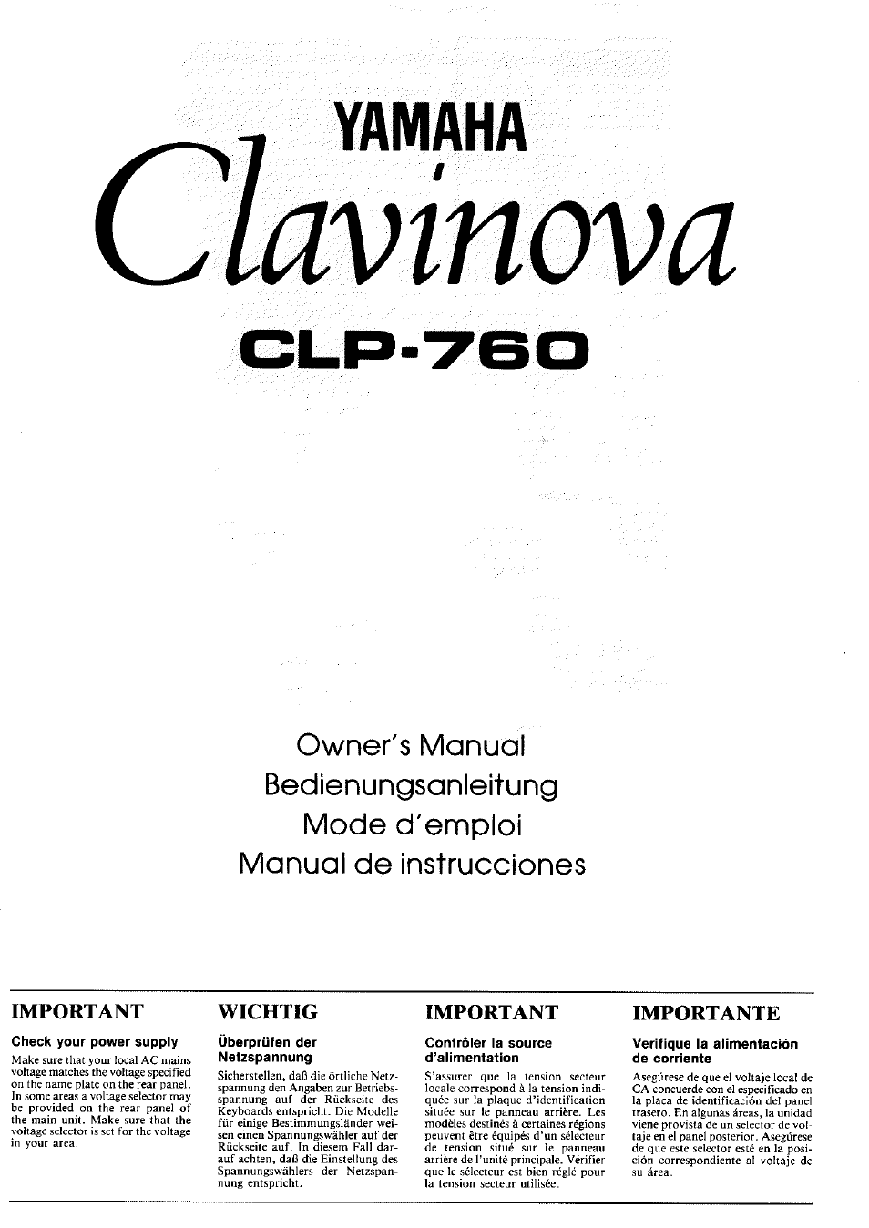 Yamaha CLP-760 User Manual | 27 pages