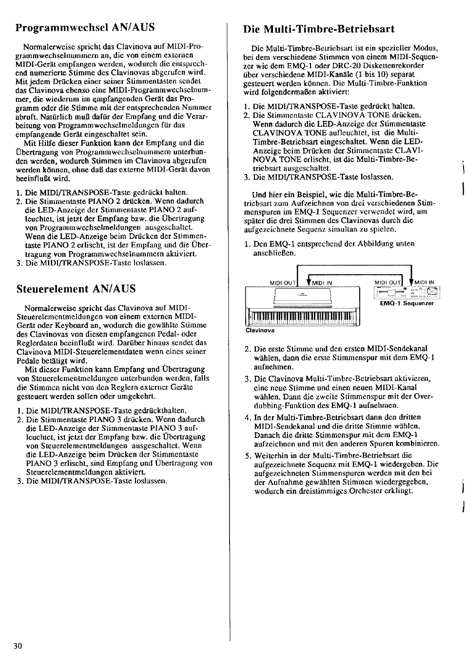 Programmwechsel an/aus, Steuerelement an/aus, Die multi-timbre-betriebsart | Yamaha CLP-760 User Manual | Page 20 / 27