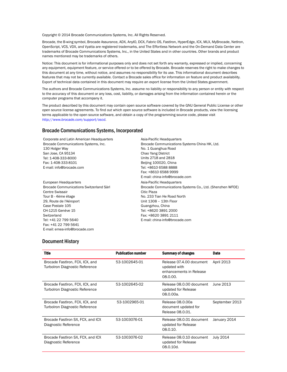 Brocade FastIron SX, FCX, and ICX Diagnostic Reference User Manual | Page 2 / 222