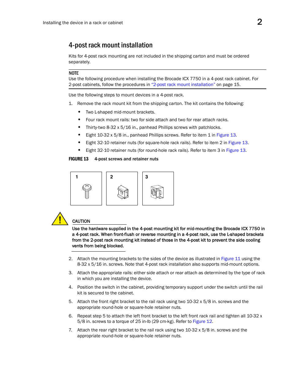 Post rack mount installation | Brocade ICX 7750 Hardware Installation Guide User Manual | Page 27 / 80