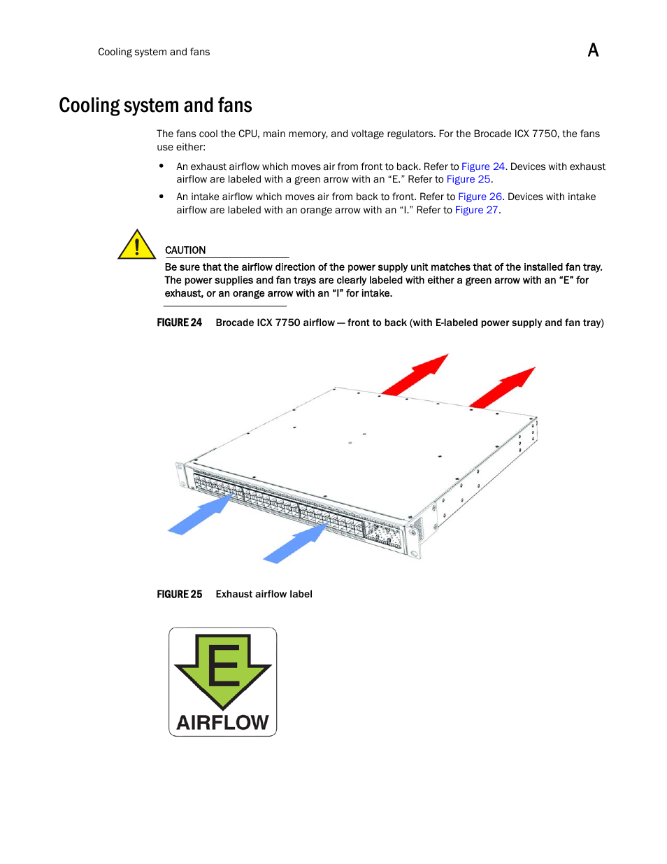 Cooling system and fans | Brocade ICX 7750 Hardware Installation Guide User Manual | Page 57 / 80