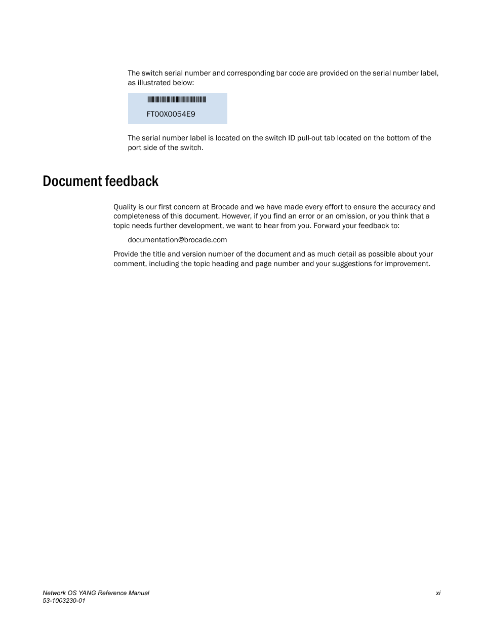 Document feedback | Brocade Network OS YANG Reference Manual v4.1.1 User Manual | Page 11 / 238