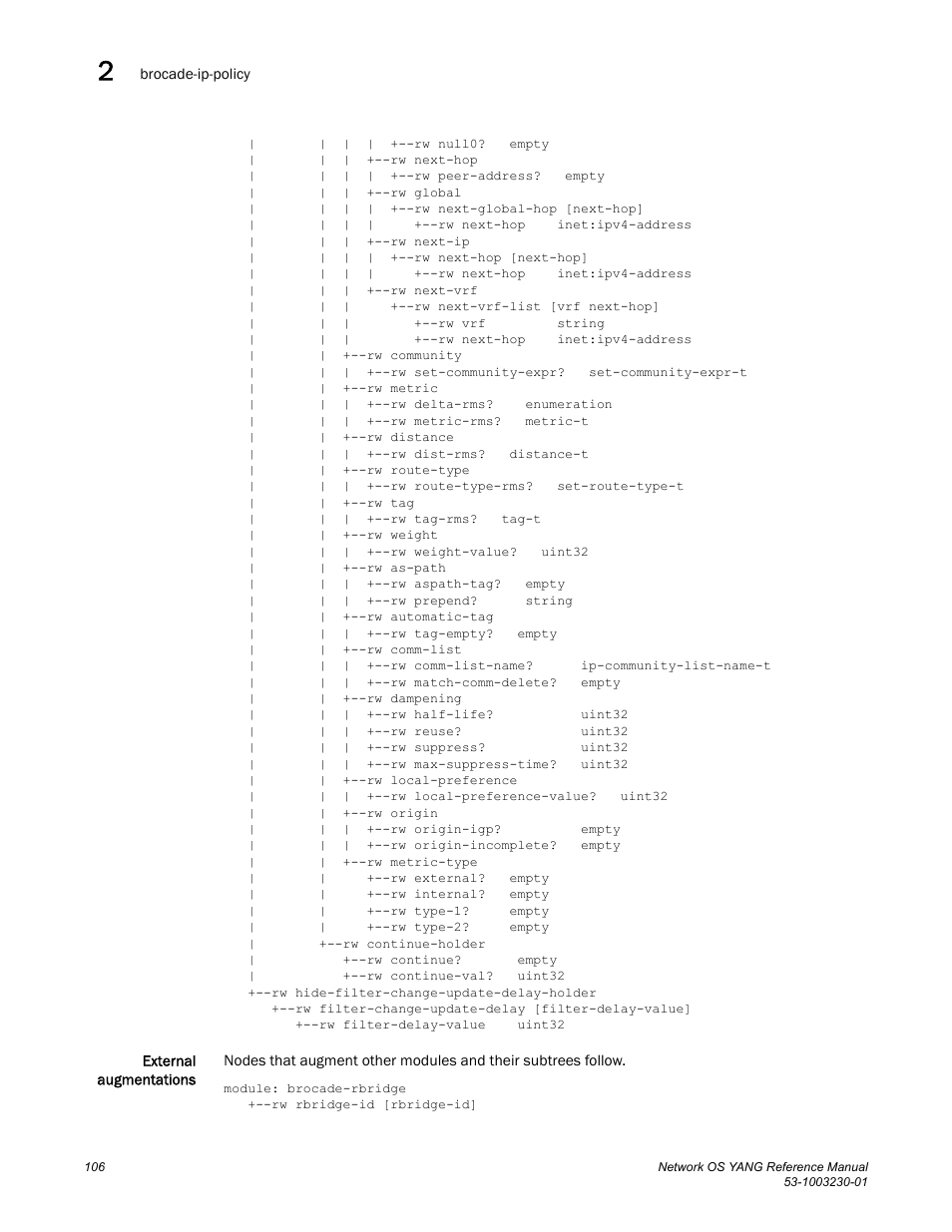 Brocade Network OS YANG Reference Manual v4.1.1 User Manual | Page 118 / 238