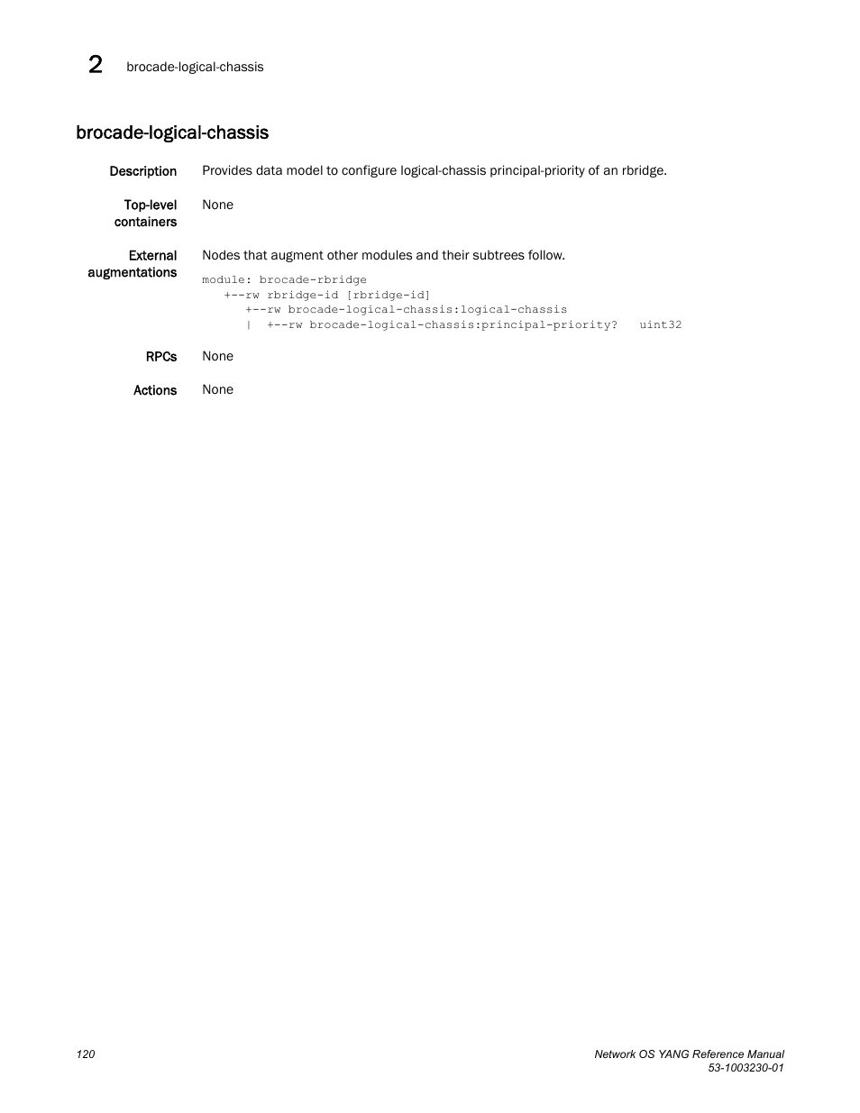 Brocade-logical-chassis | Brocade Network OS YANG Reference Manual v4.1.1 User Manual | Page 132 / 238