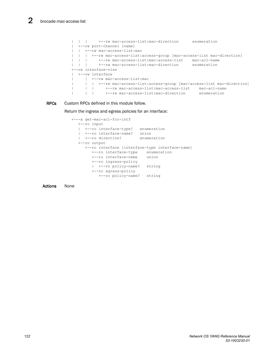 Brocade Network OS YANG Reference Manual v4.1.1 User Manual | Page 134 / 238