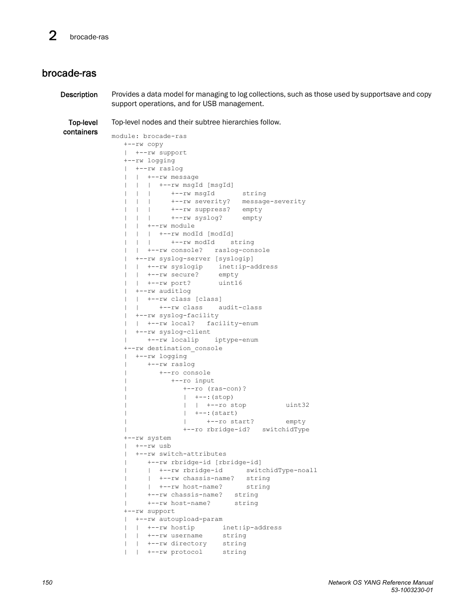 Brocade-ras | Brocade Network OS YANG Reference Manual v4.1.1 User Manual | Page 162 / 238