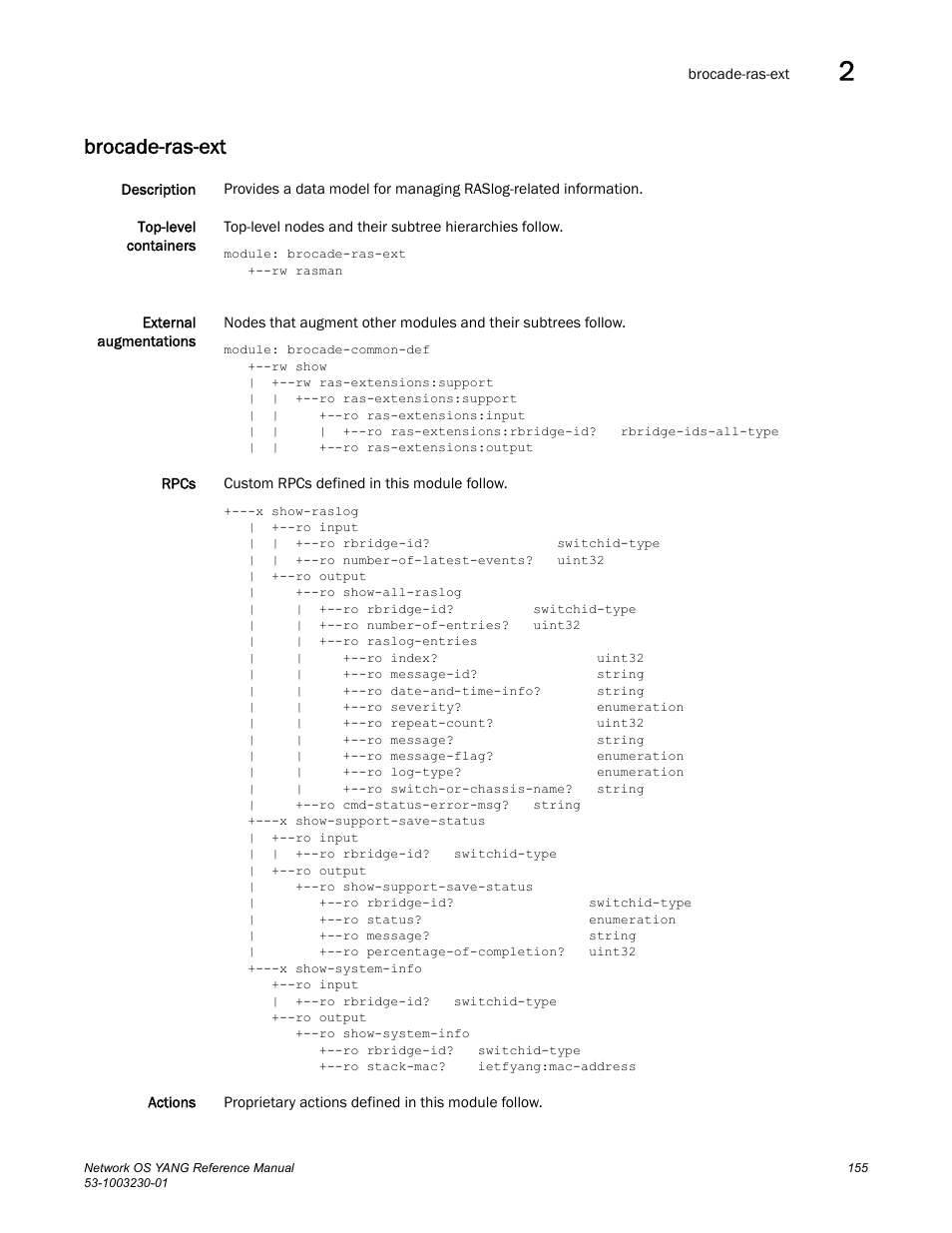 Brocade-ras-ext | Brocade Network OS YANG Reference Manual v4.1.1 User Manual | Page 167 / 238