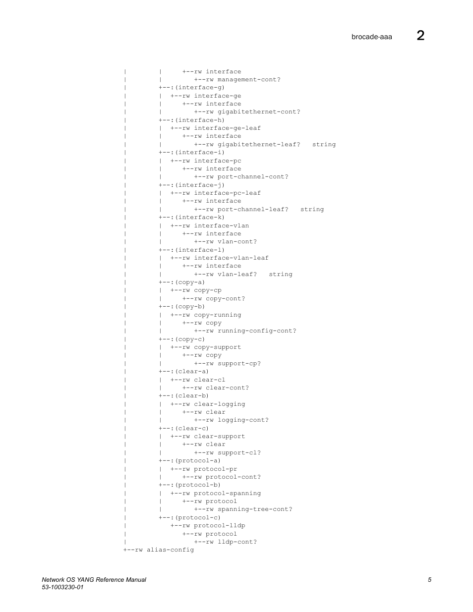 Brocade Network OS YANG Reference Manual v4.1.1 User Manual | Page 17 / 238