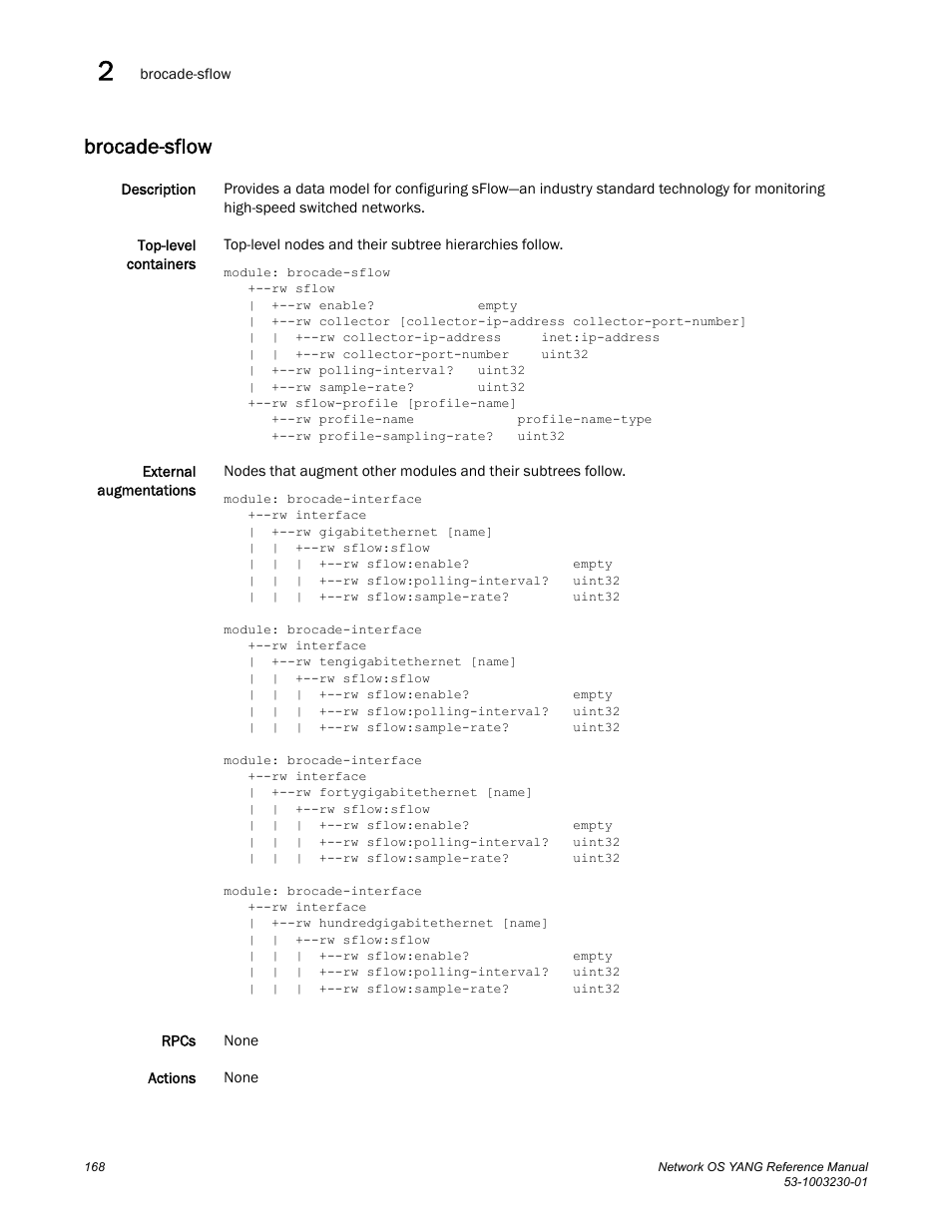 Brocade-sflow | Brocade Network OS YANG Reference Manual v4.1.1 User Manual | Page 180 / 238