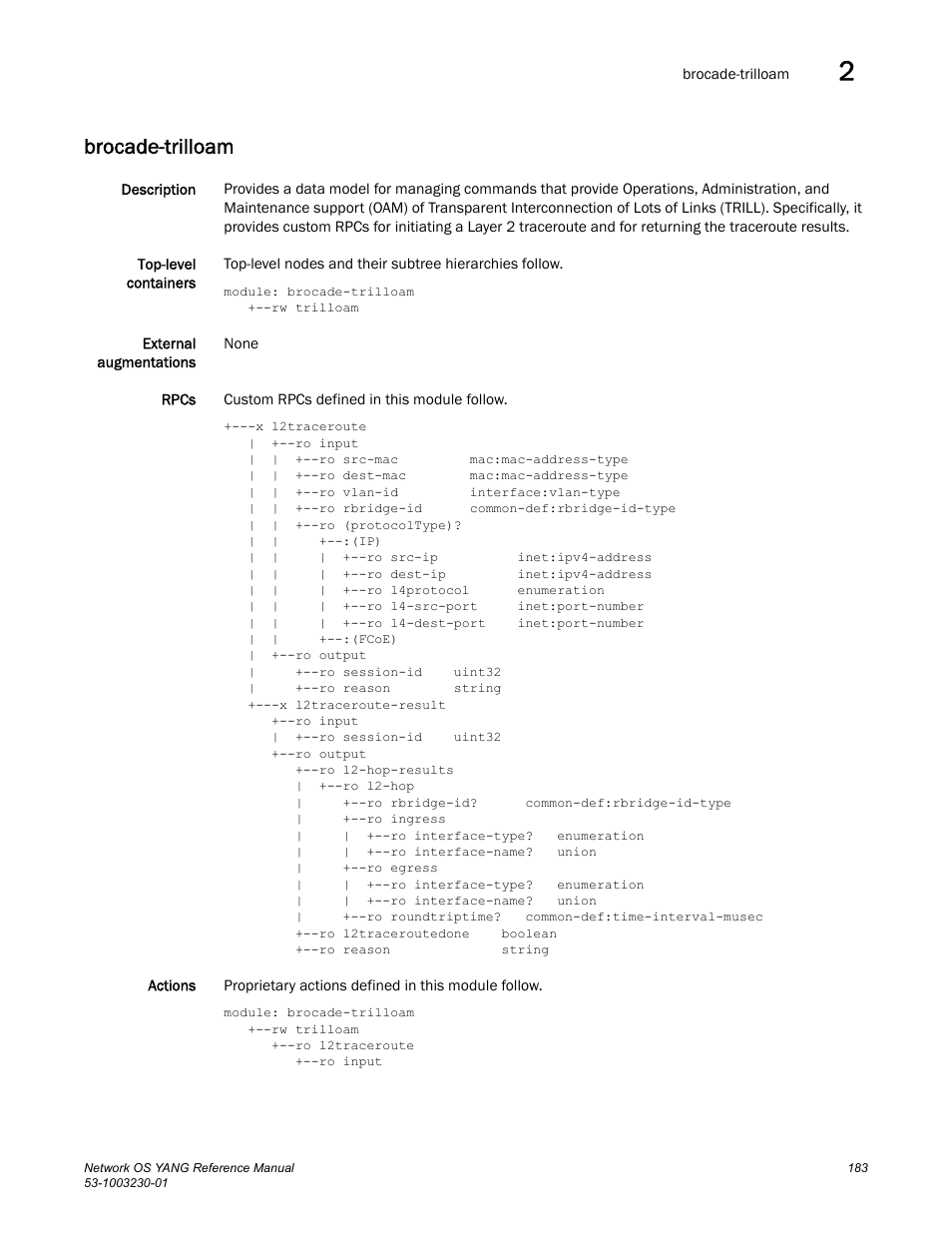 Brocade-trilloam | Brocade Network OS YANG Reference Manual v4.1.1 User Manual | Page 195 / 238