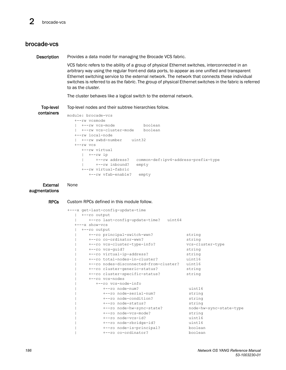 Brocade-vcs | Brocade Network OS YANG Reference Manual v4.1.1 User Manual | Page 198 / 238