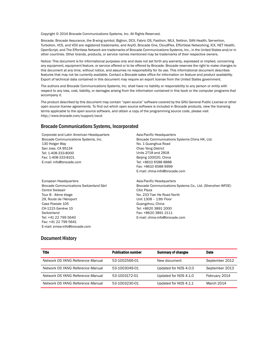 Brocade Network OS YANG Reference Manual v4.1.1 User Manual | Page 2 / 238