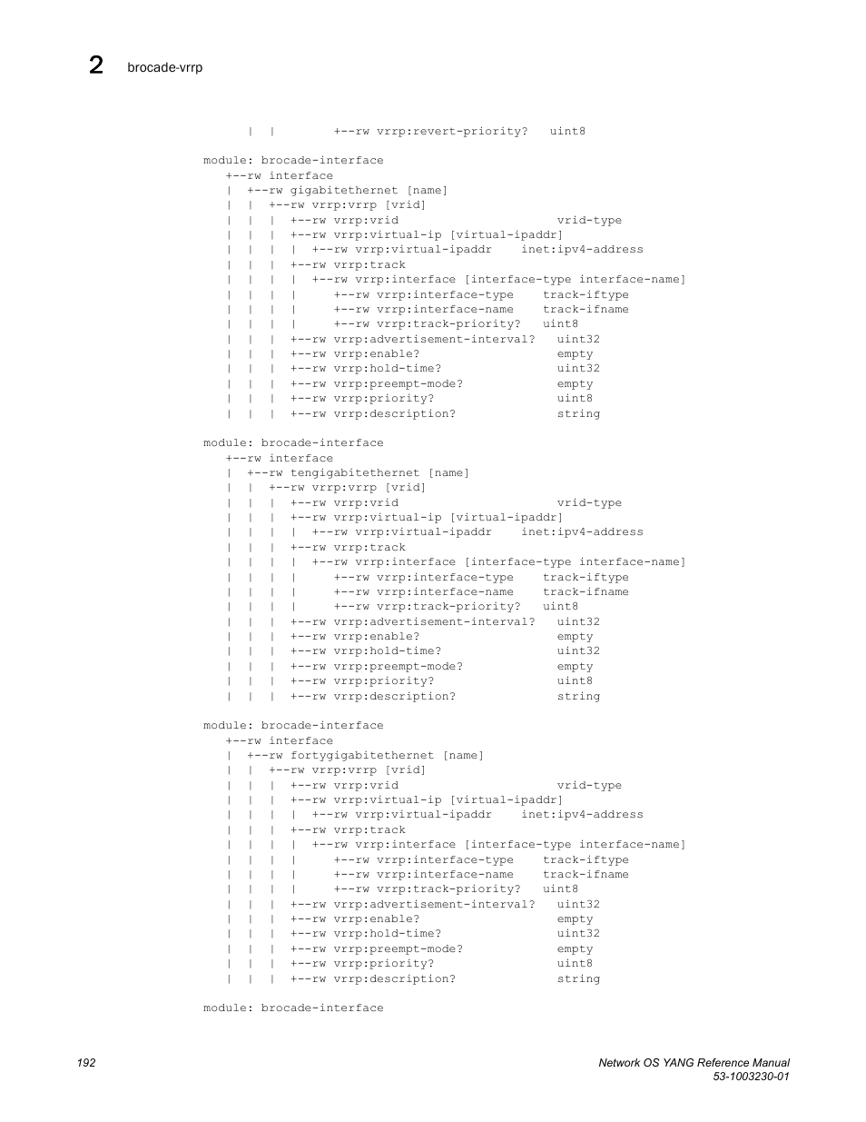 Brocade Network OS YANG Reference Manual v4.1.1 User Manual | Page 204 / 238