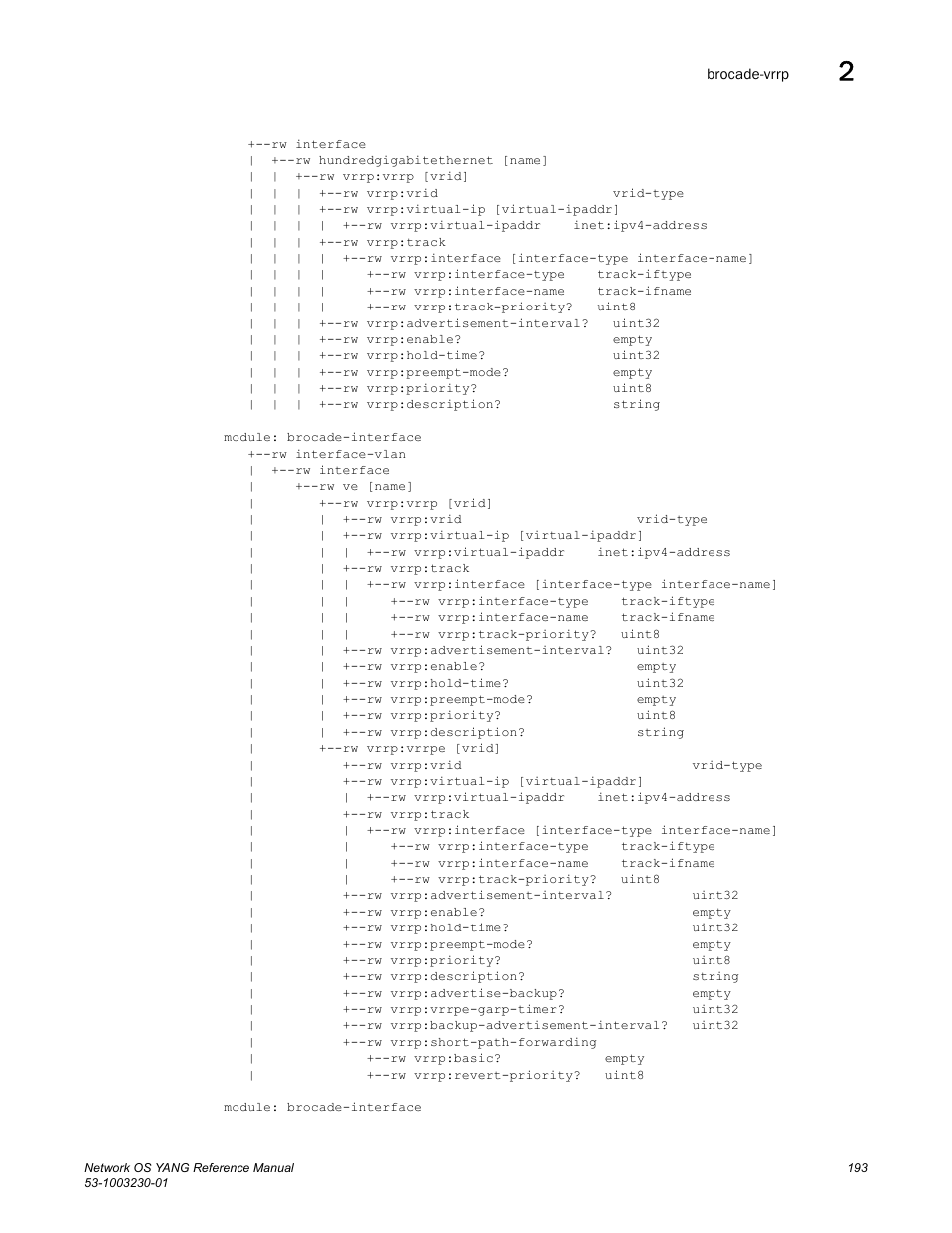 Brocade Network OS YANG Reference Manual v4.1.1 User Manual | Page 205 / 238