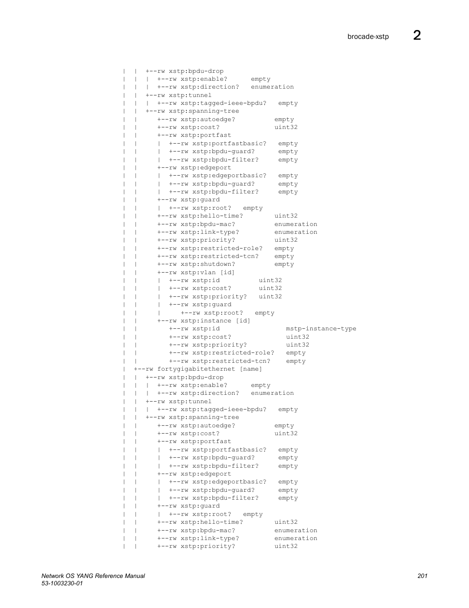 Brocade Network OS YANG Reference Manual v4.1.1 User Manual | Page 213 / 238