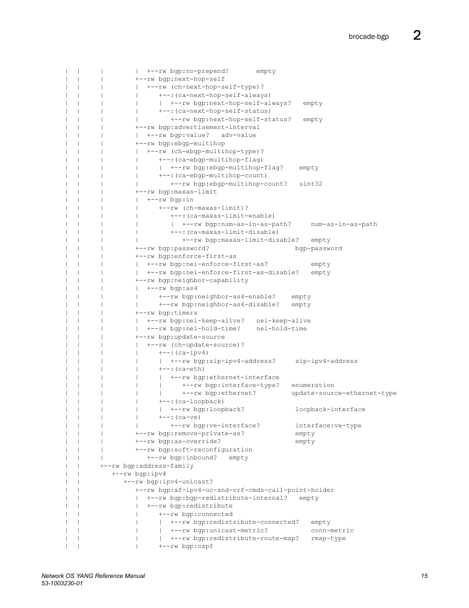 Brocade Network OS YANG Reference Manual v4.1.1 User Manual | Page 27 / 238