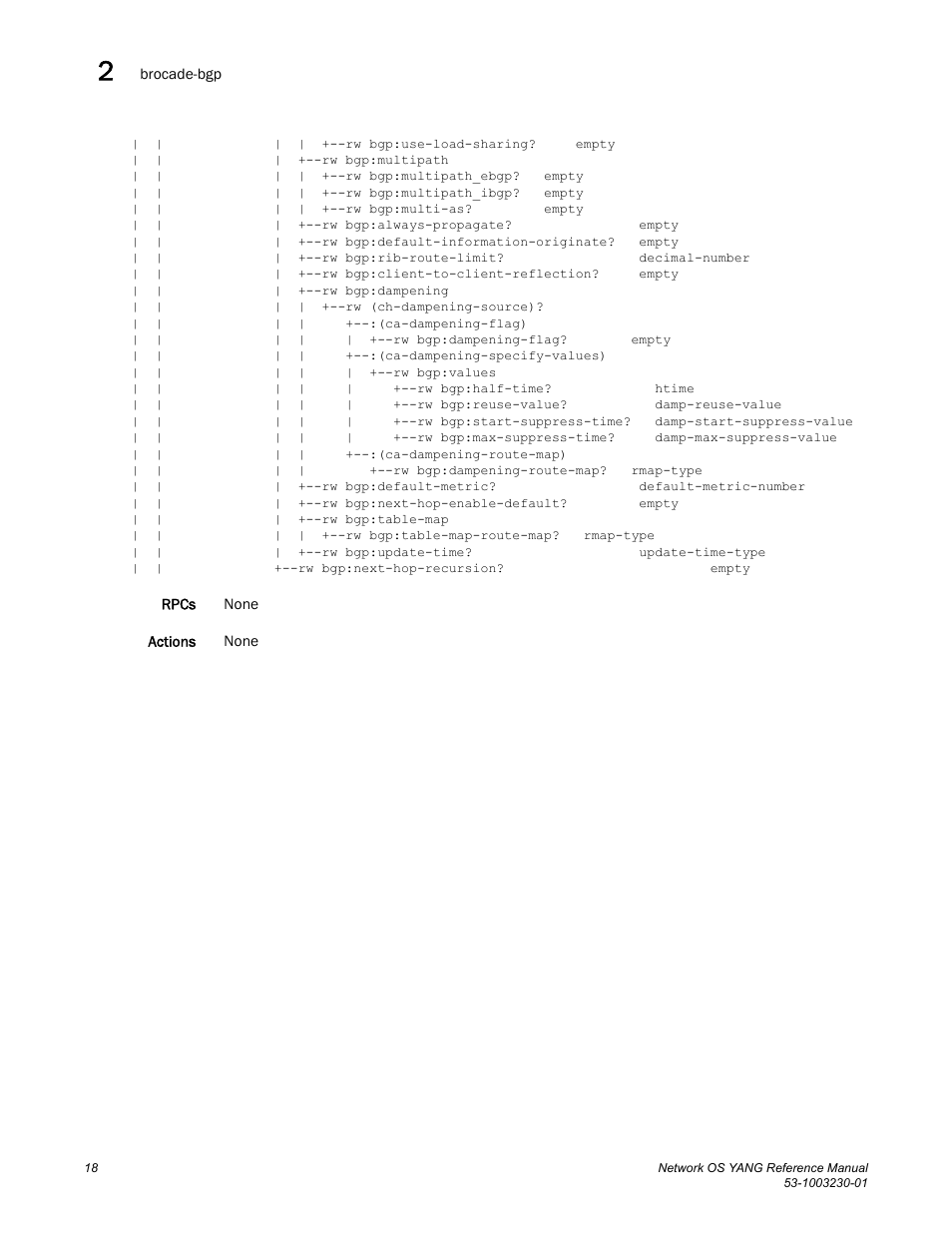 Brocade Network OS YANG Reference Manual v4.1.1 User Manual | Page 30 / 238