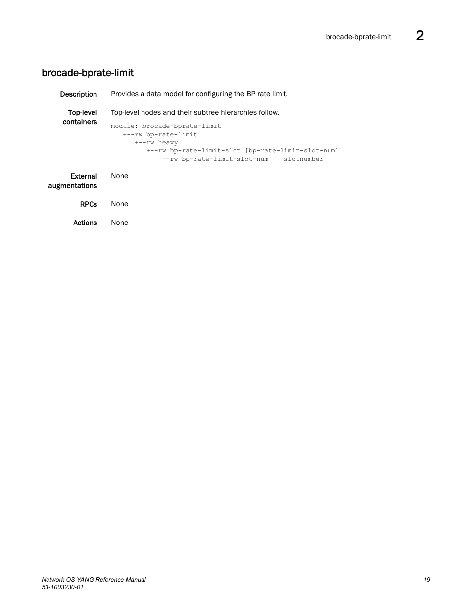 Brocade-bprate-limit | Brocade Network OS YANG Reference Manual v4.1.1 User Manual | Page 31 / 238