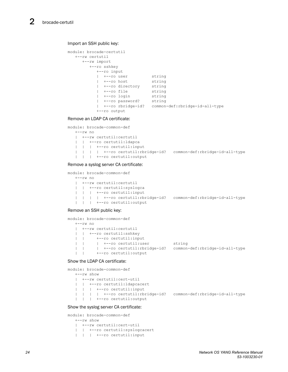 Brocade Network OS YANG Reference Manual v4.1.1 User Manual | Page 36 / 238