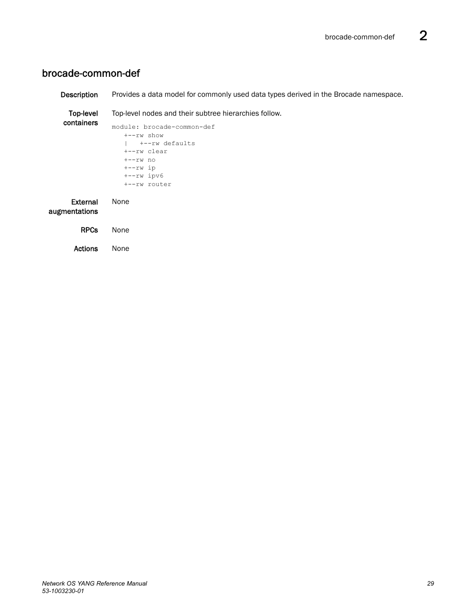 Brocade-common-def | Brocade Network OS YANG Reference Manual v4.1.1 User Manual | Page 41 / 238