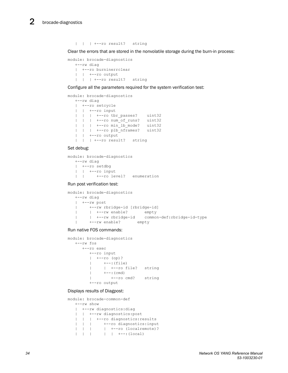 Brocade Network OS YANG Reference Manual v4.1.1 User Manual | Page 46 / 238