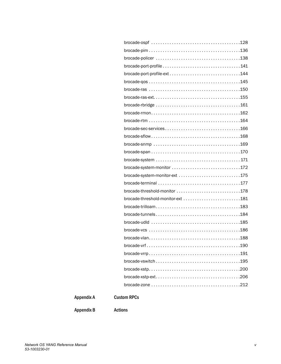 Brocade Network OS YANG Reference Manual v4.1.1 User Manual | Page 5 / 238