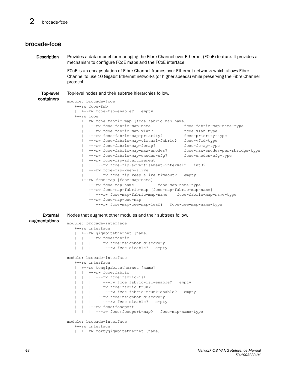 Brocade-fcoe | Brocade Network OS YANG Reference Manual v4.1.1 User Manual | Page 60 / 238