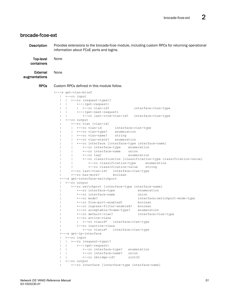 Brocade-fcoe-ext | Brocade Network OS YANG Reference Manual v4.1.1 User Manual | Page 63 / 238