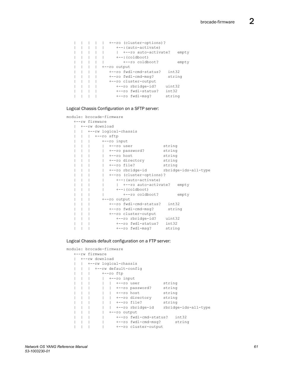 Brocade Network OS YANG Reference Manual v4.1.1 User Manual | Page 73 / 238