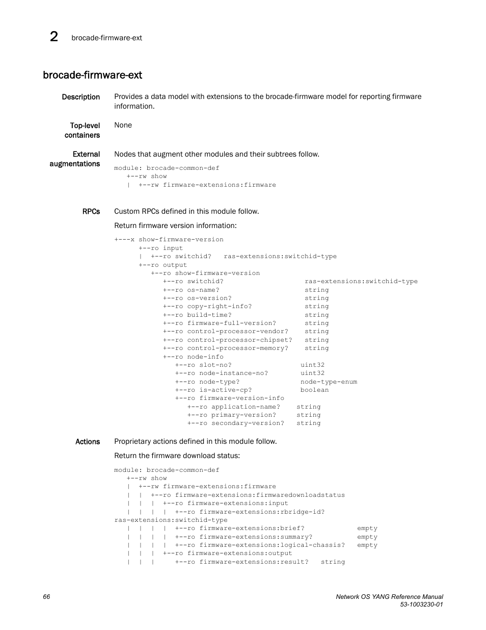 Brocade-firmware-ext | Brocade Network OS YANG Reference Manual v4.1.1 User Manual | Page 78 / 238