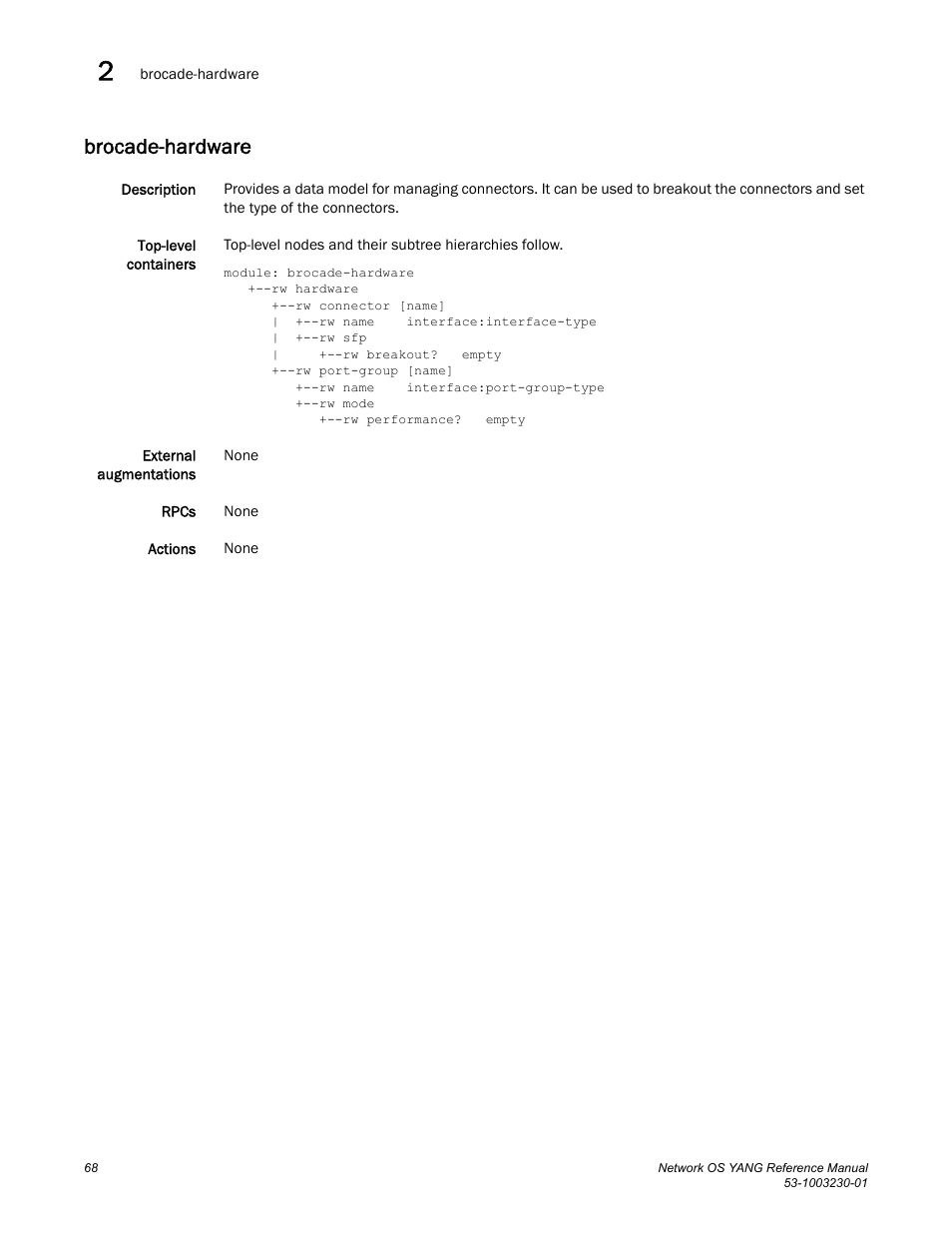 Brocade-hardware | Brocade Network OS YANG Reference Manual v4.1.1 User Manual | Page 80 / 238