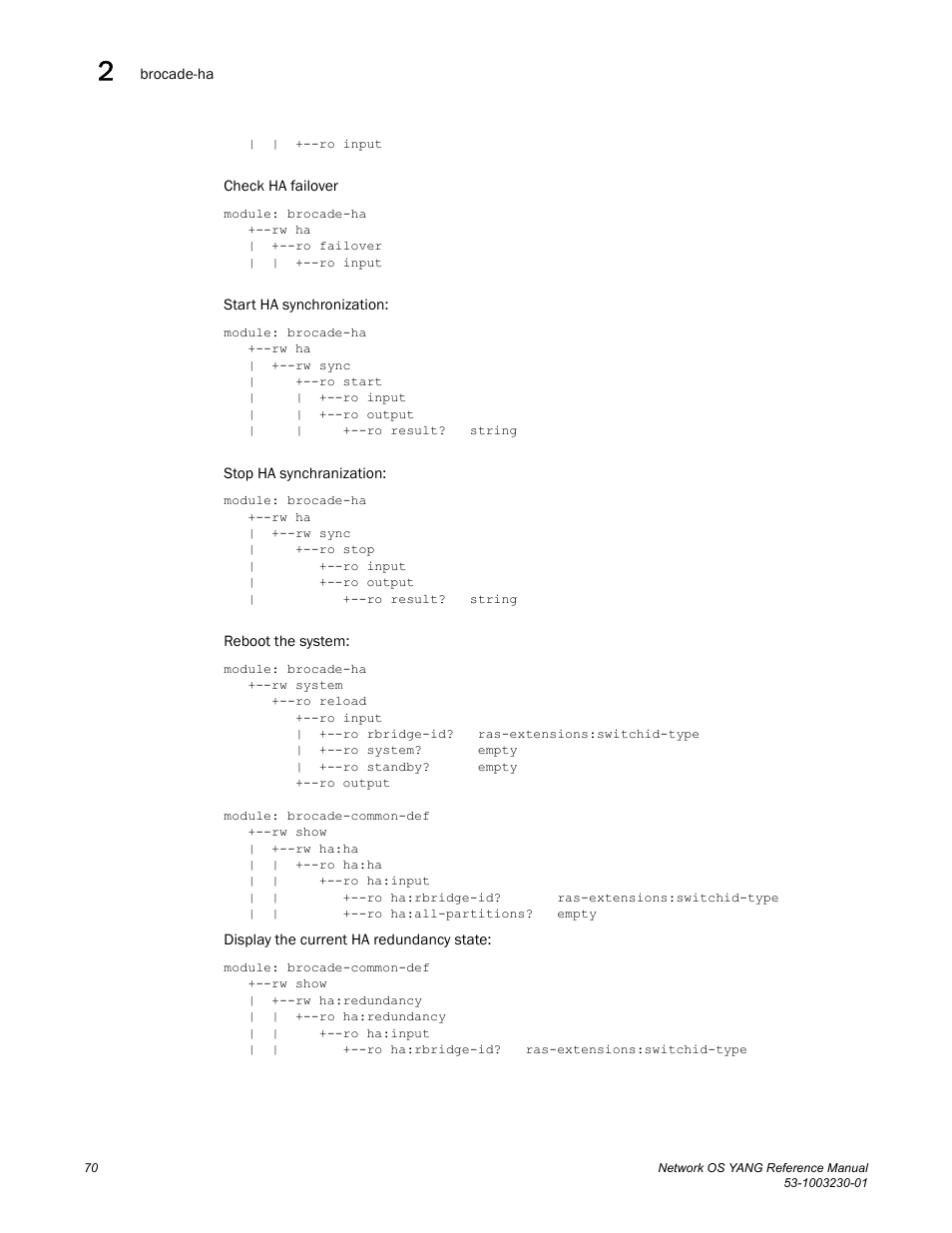 Brocade Network OS YANG Reference Manual v4.1.1 User Manual | Page 82 / 238