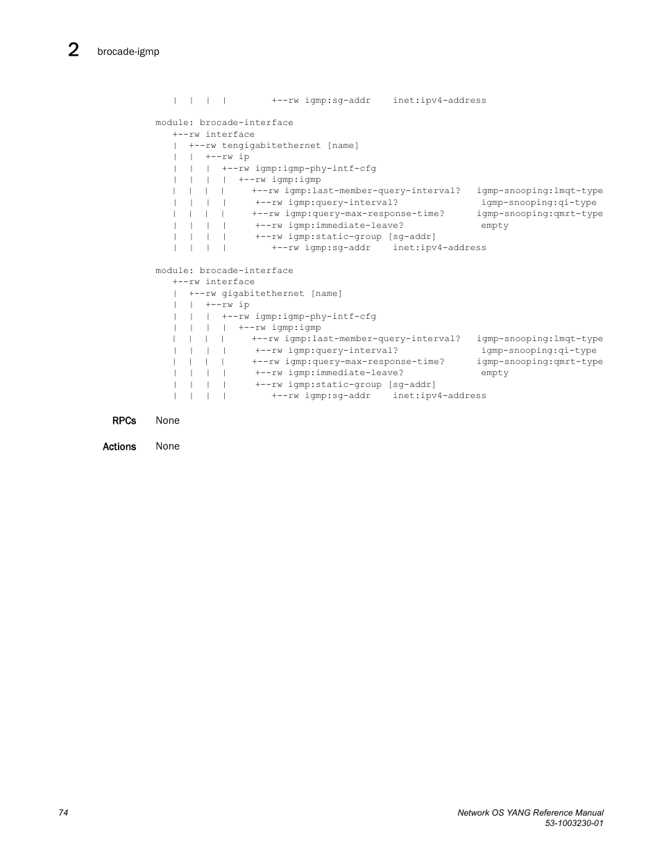 Brocade Network OS YANG Reference Manual v4.1.1 User Manual | Page 86 / 238