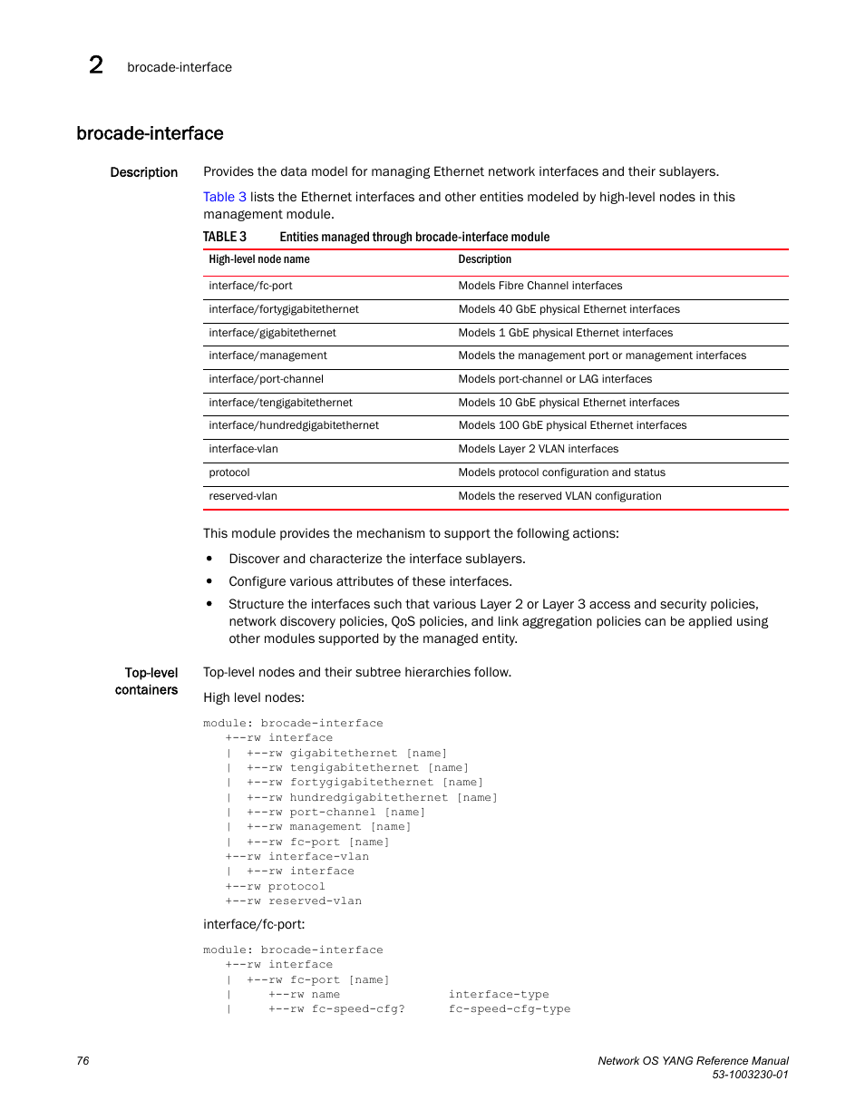 Brocade-interface | Brocade Network OS YANG Reference Manual v4.1.1 User Manual | Page 88 / 238
