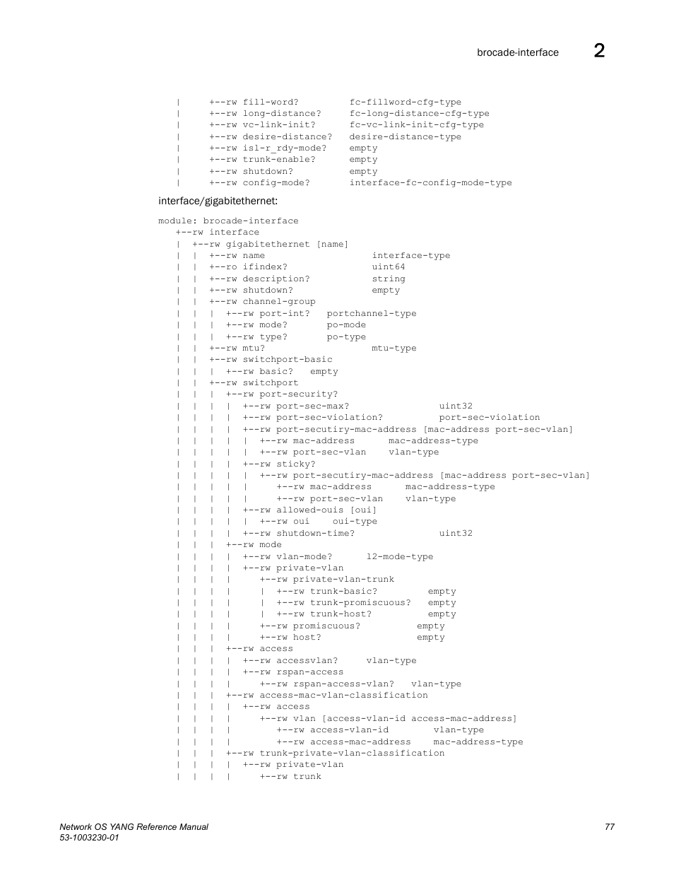 Brocade Network OS YANG Reference Manual v4.1.1 User Manual | Page 89 / 238