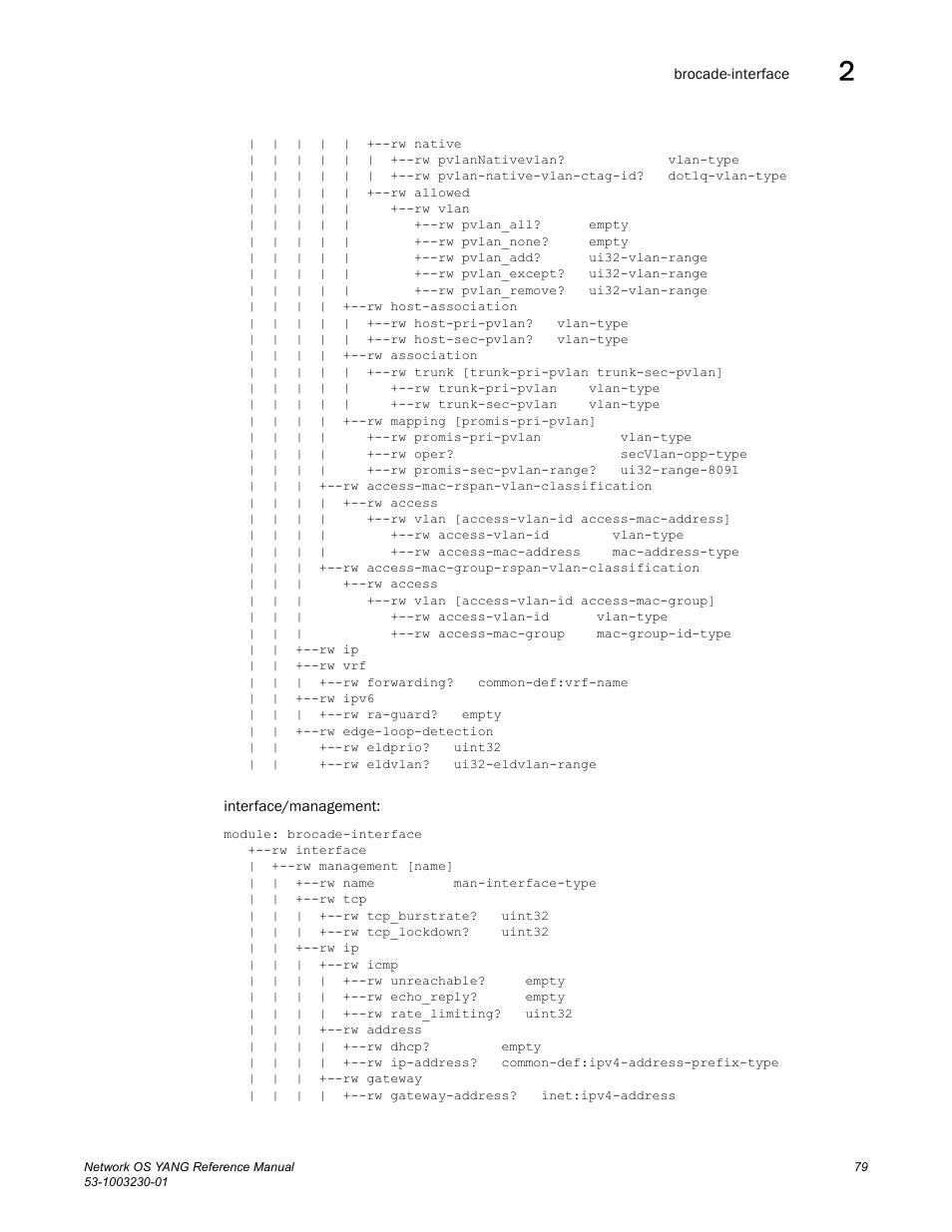 Brocade Network OS YANG Reference Manual v4.1.1 User Manual | Page 91 / 238
