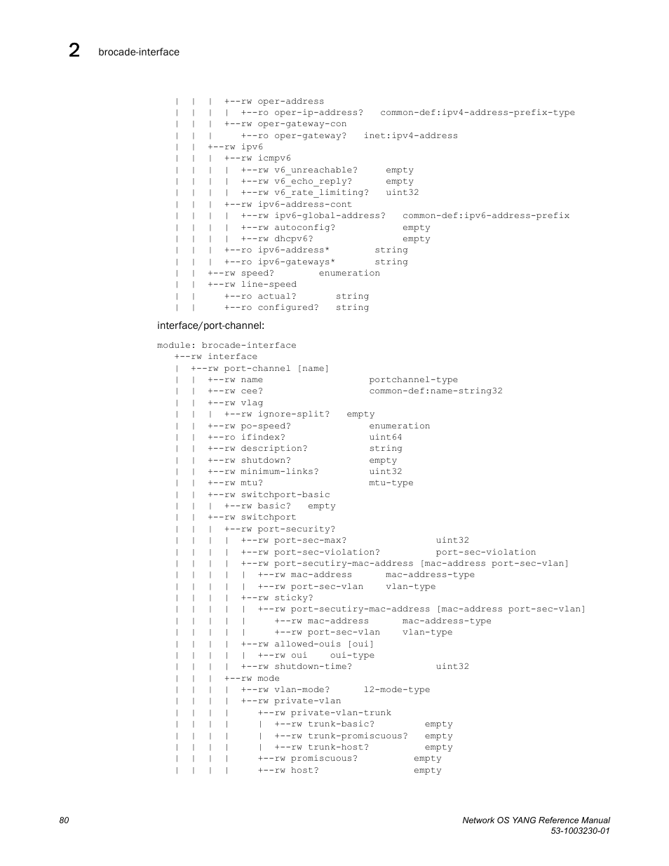 Brocade Network OS YANG Reference Manual v4.1.1 User Manual | Page 92 / 238