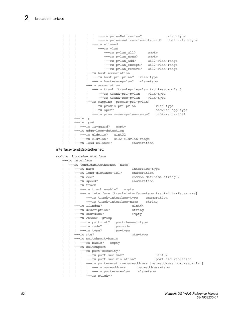 Brocade Network OS YANG Reference Manual v4.1.1 User Manual | Page 94 / 238
