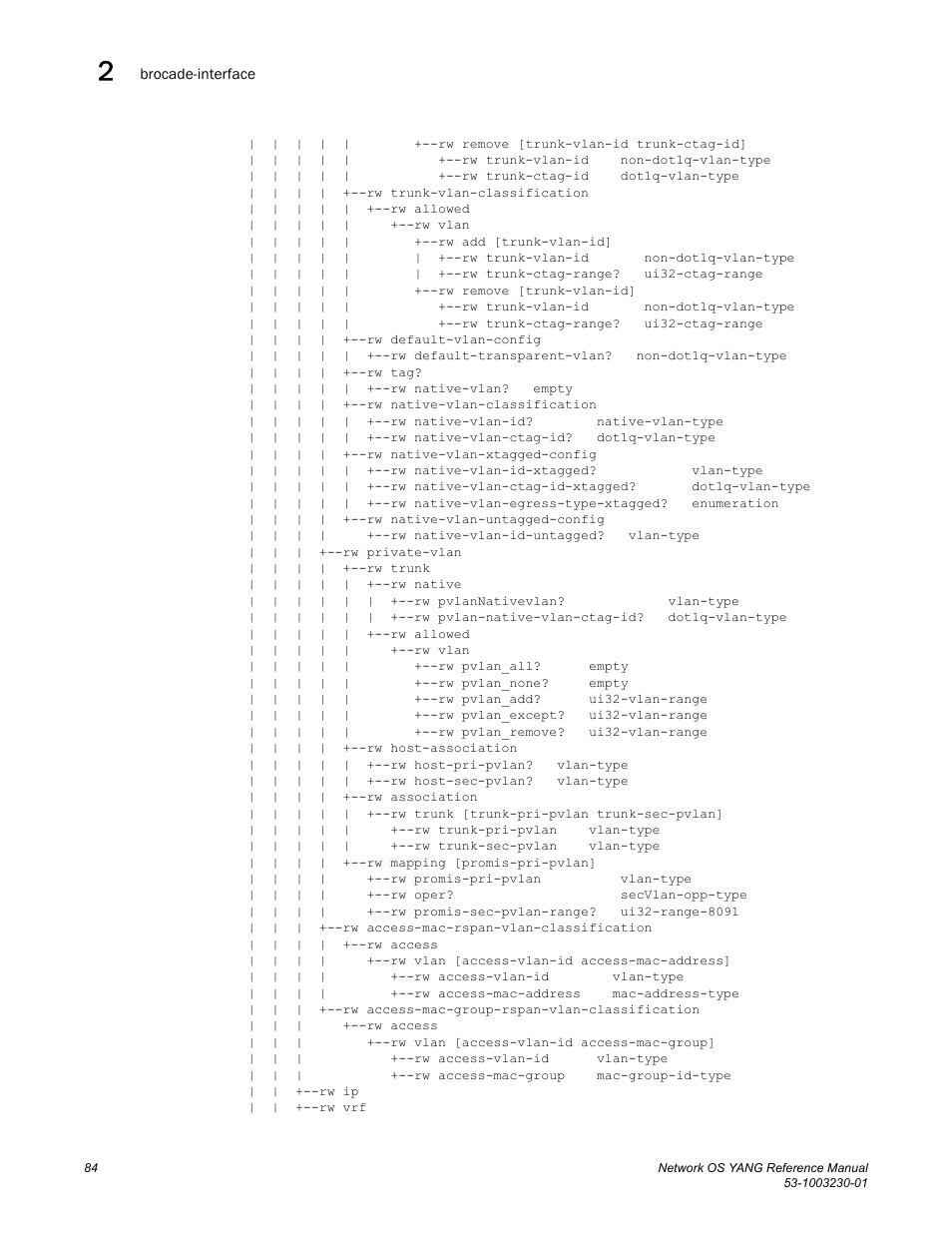 Brocade Network OS YANG Reference Manual v4.1.1 User Manual | Page 96 / 238