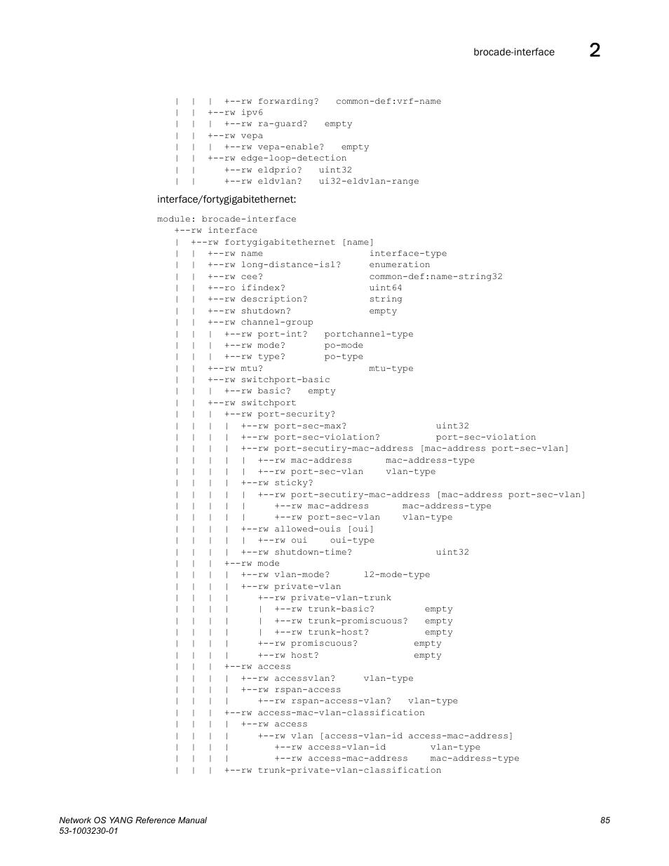 Brocade Network OS YANG Reference Manual v4.1.1 User Manual | Page 97 / 238