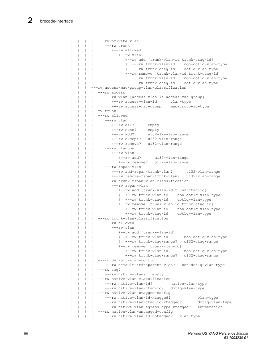 Brocade Network OS YANG Reference Manual v4.1.1 User Manual | Page 98 / 238