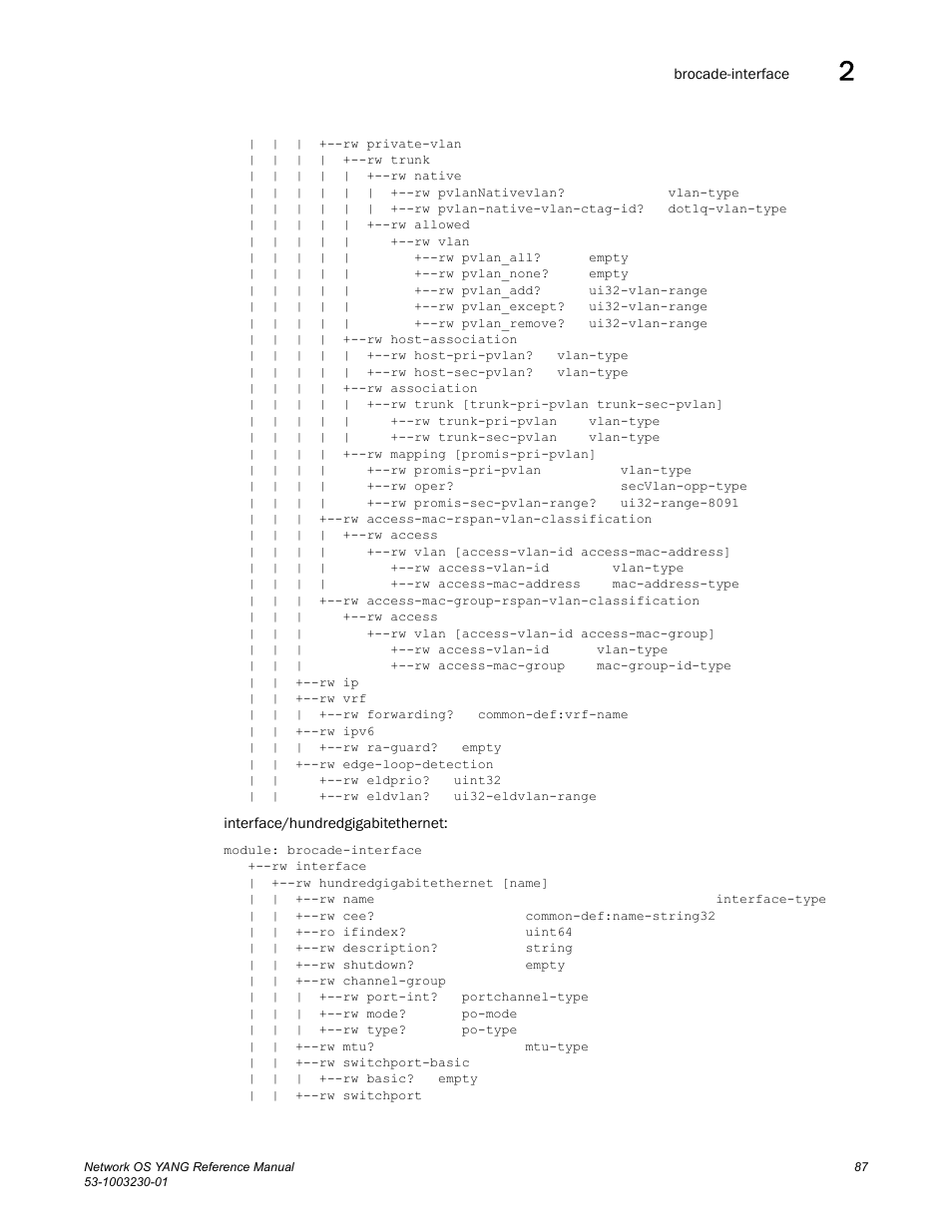 Brocade Network OS YANG Reference Manual v4.1.1 User Manual | Page 99 / 238