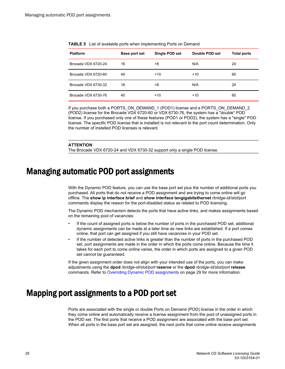 Managing automatic pod port assignments, Mapping port assignments to a pod port set | Brocade Network OS Software Licensing Guide v4.1.0 User Manual | Page 28 / 34