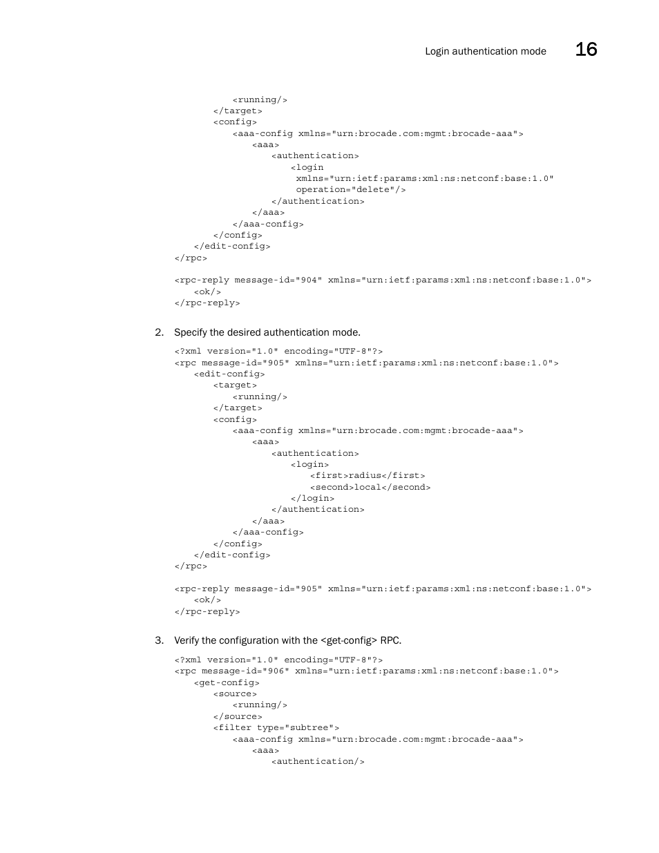 Brocade Network OS NETCONF Operations Guide v4.1.1 User Manual | Page 233 / 622