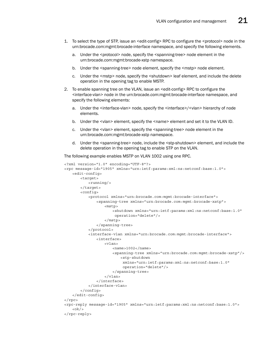 Brocade Network OS NETCONF Operations Guide v4.1.1 User Manual | Page 313 / 622