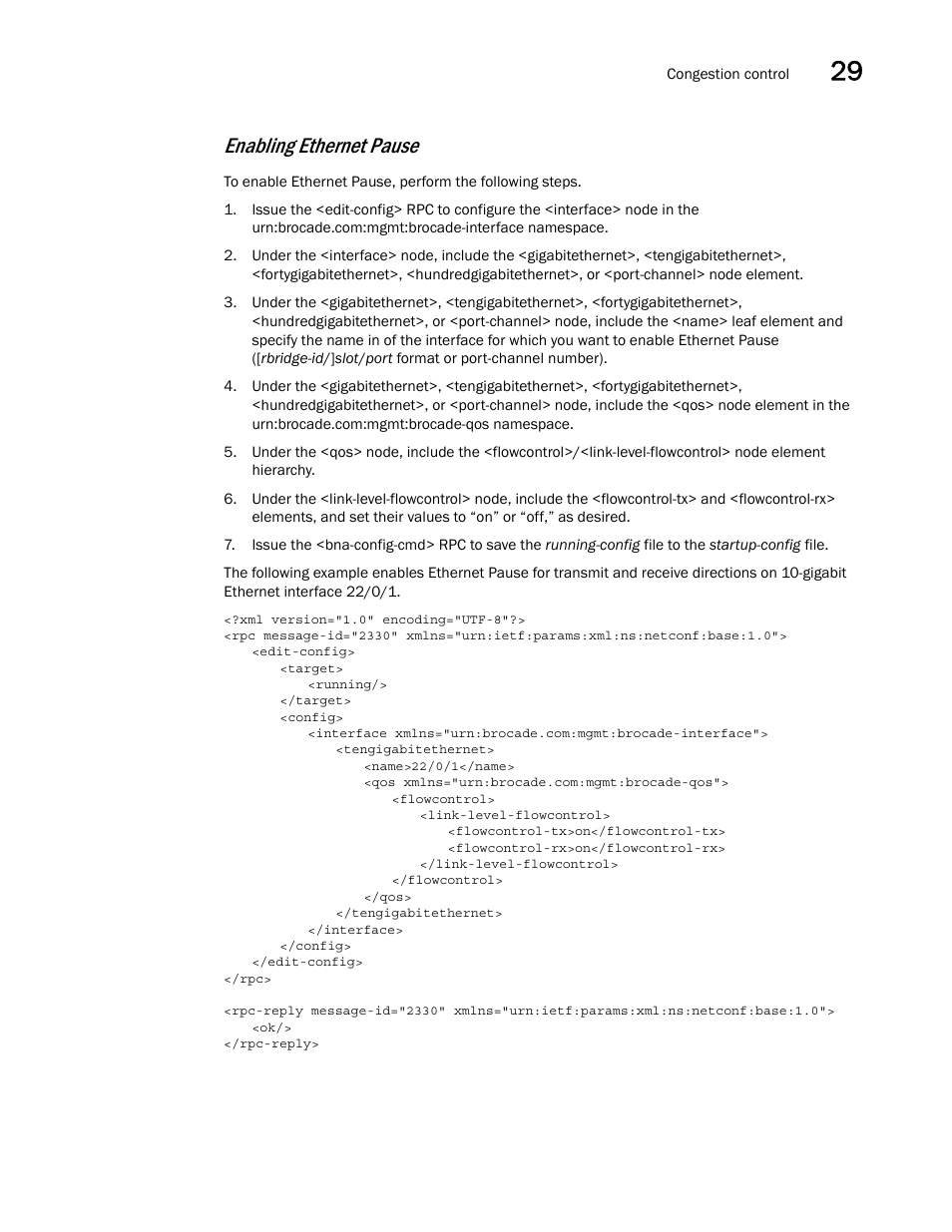 Enabling ethernet pause | Brocade Network OS NETCONF Operations Guide v4.1.1 User Manual | Page 481 / 622