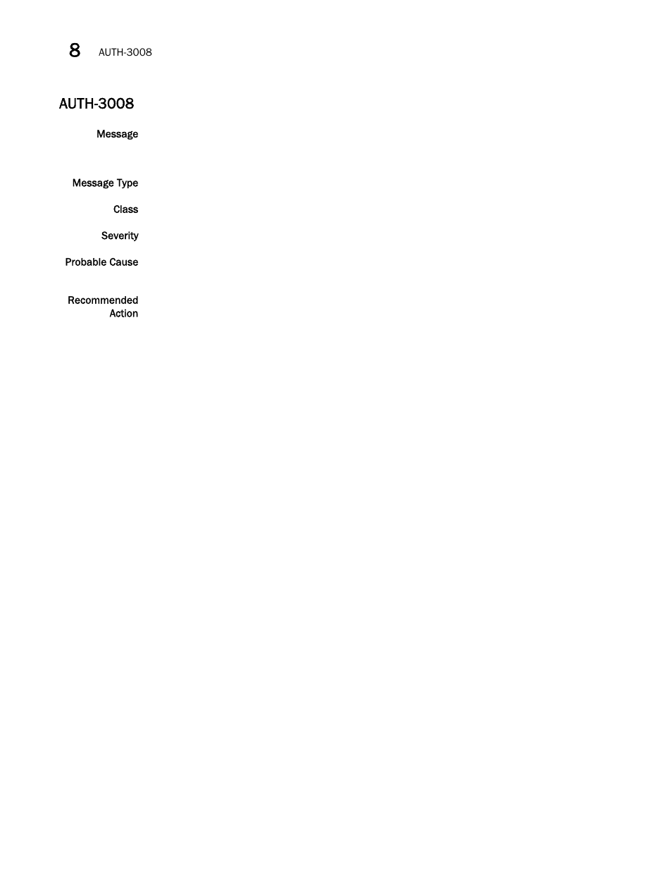 Auth-3008 | Brocade Network OS Message Reference v4.1.1 User Manual | Page 114 / 478