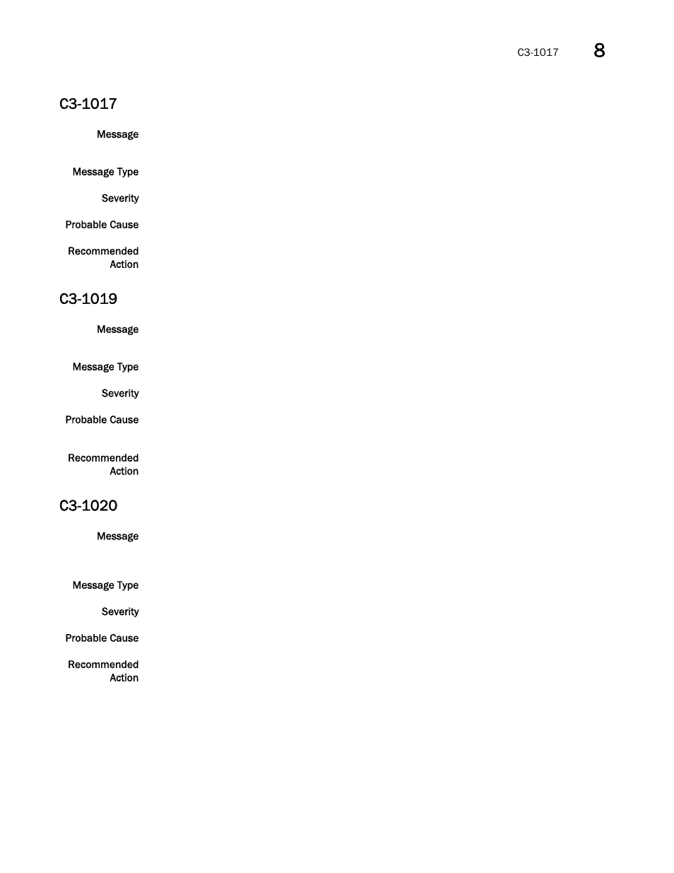 C3-1017, C3-1019, C3-1020 | Brocade Network OS Message Reference v4.1.1 User Manual | Page 137 / 478